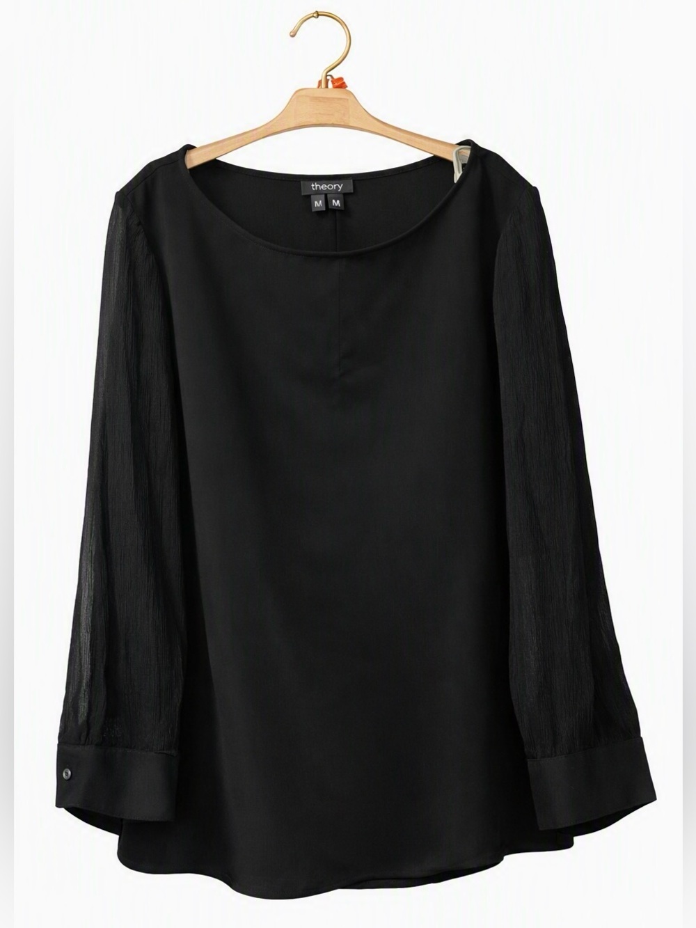 Theory Black Long‑Sleeve Blouse • Size M • Minimalist Classic
